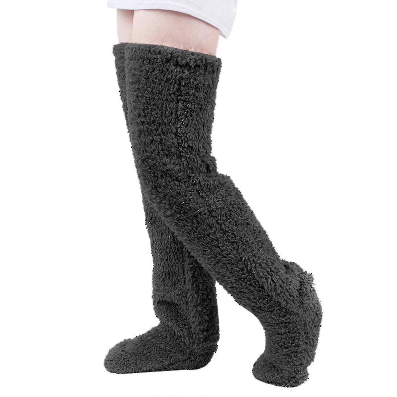 Over Knee High Fuzzy Long Socks Plush Slipper Stockings Leg Warmers Winter Home Sleeping Socks