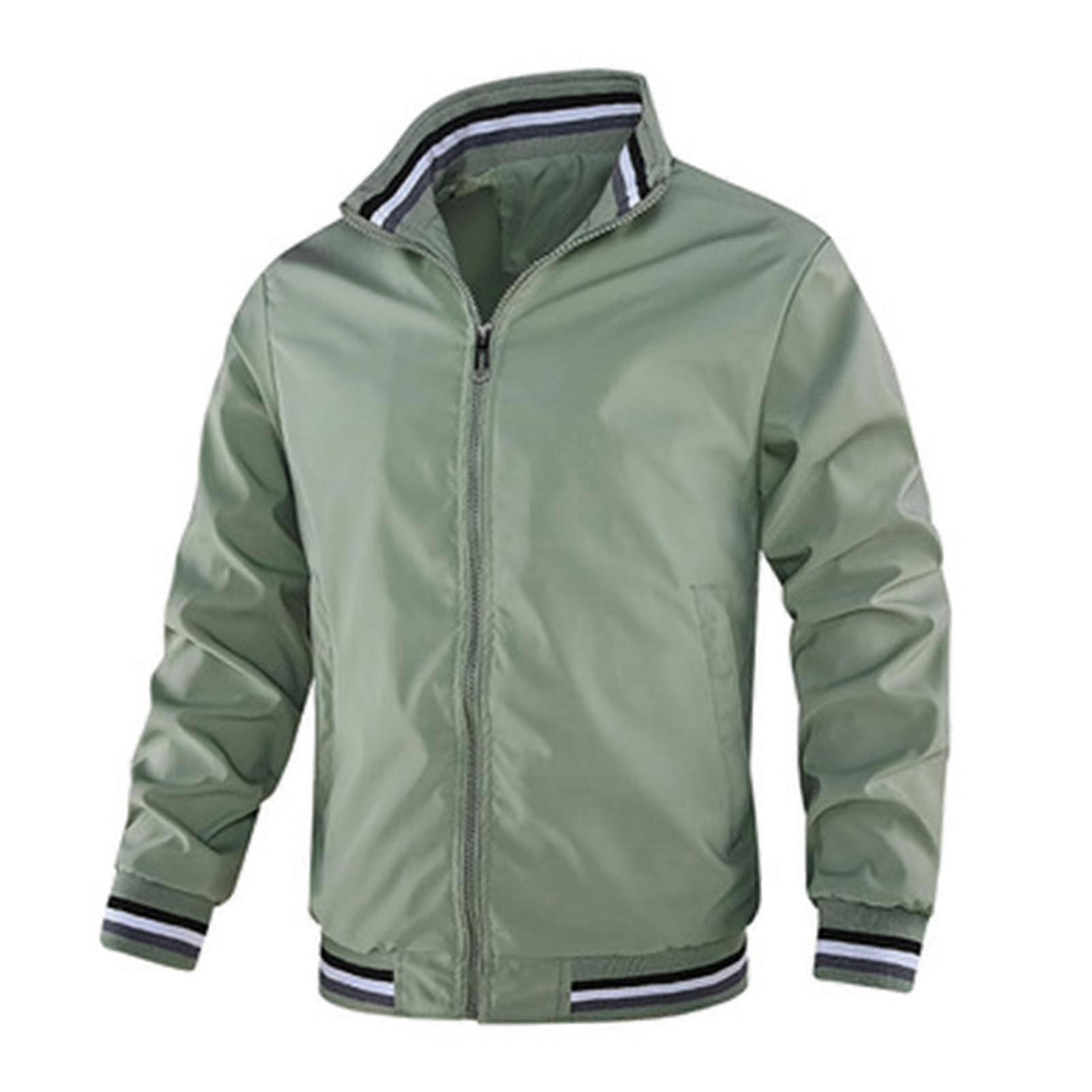 Bomber Jacket For Men Lightweight Windbreaker Spring Fall Full Zip Active Coat Standing Collar