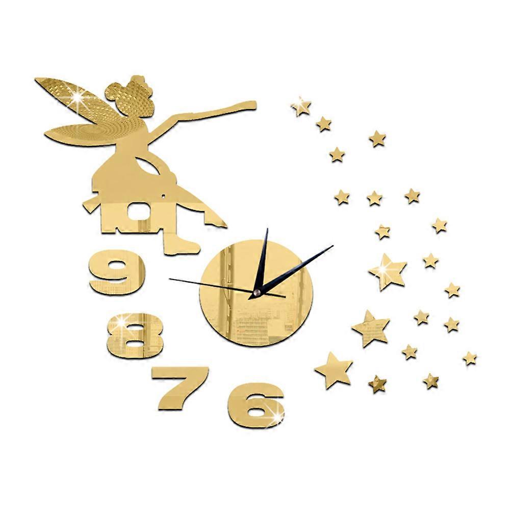 Wall Clock Mirror Living Room Angle Star Silent