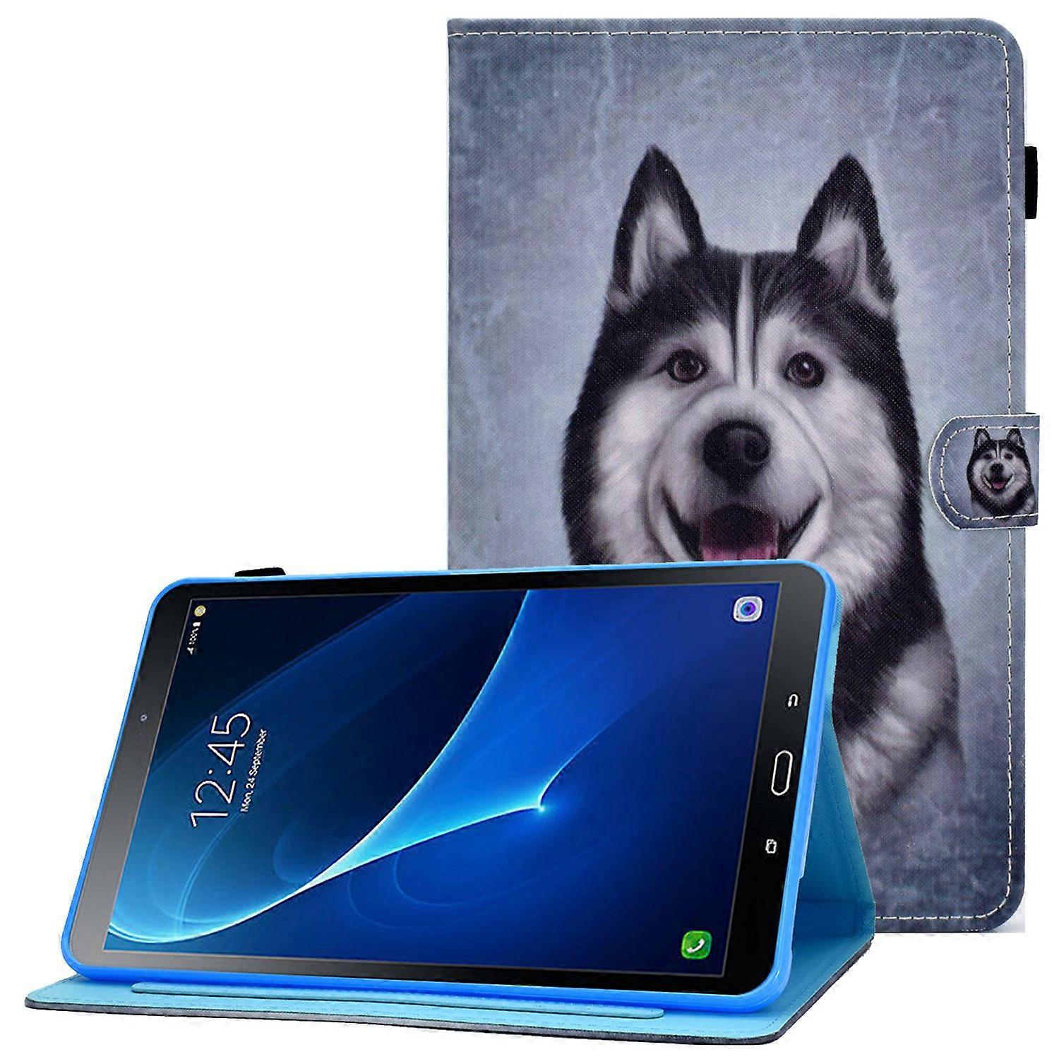 For Samsung Galaxy Tab A 10.1 (2016) (T580/T585) Shockproof PU Leather Tablet Case Stitching Pattern Printed Magnetic Closure Tablet Stand Cover with