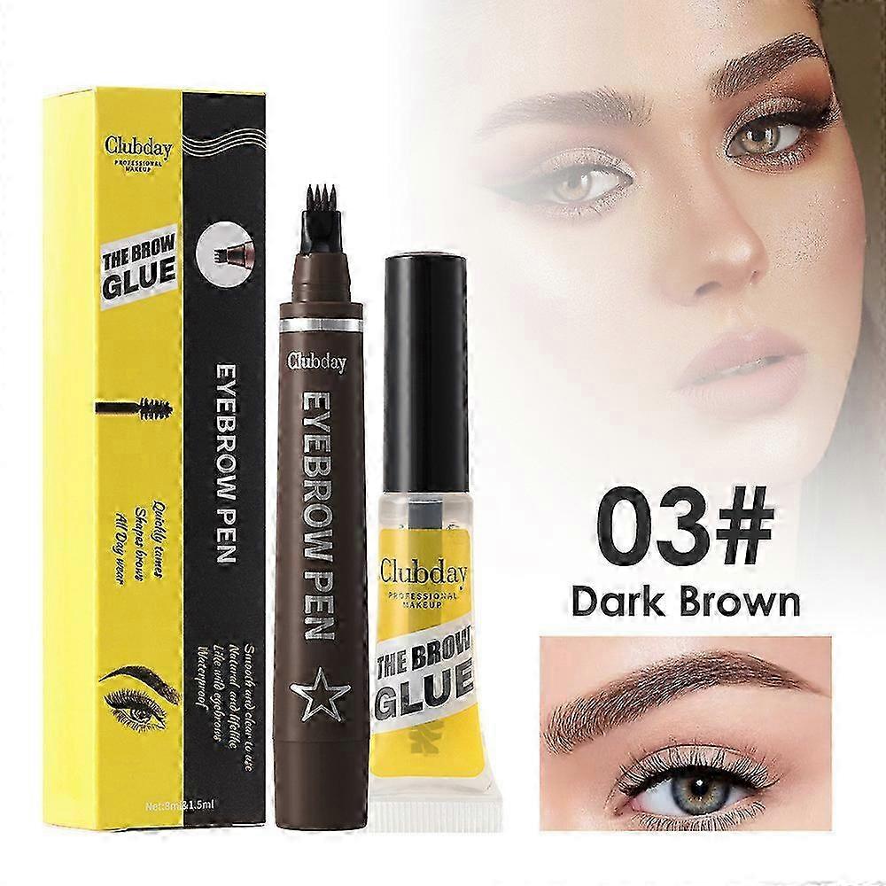 Long-lasting and smooth four-pronged liquid eyebrow pencil with clear roots, natural wild eyebrow pencil, waterproof and styling
