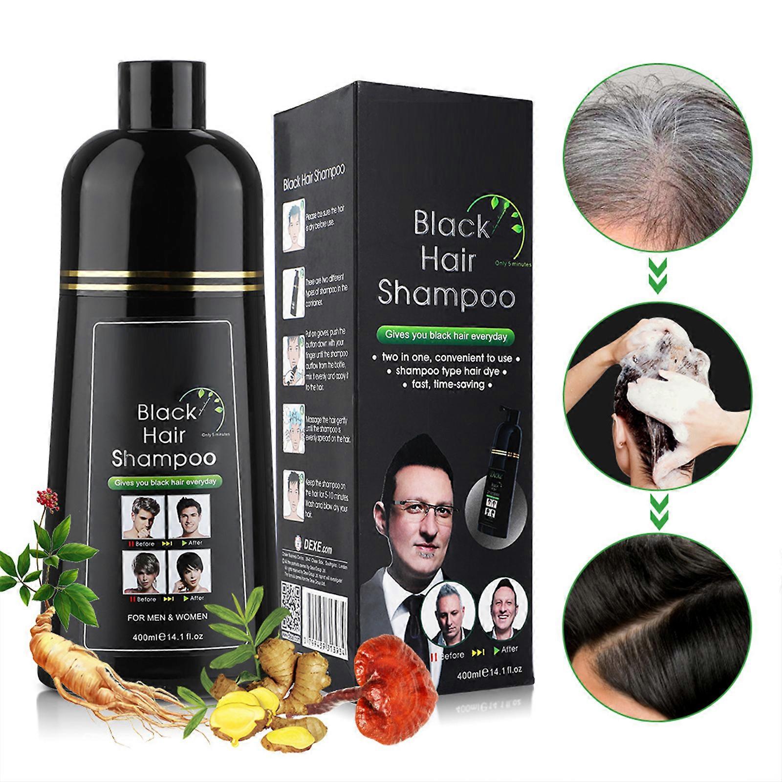 Šampon na barvení vlasů, šampon na barvení vlasů, 3 v 1-bylinné přísady Šedé krytí Černá/hnědá barva na vlasy, Barvení šamponu na barvení vlasů během několika minut