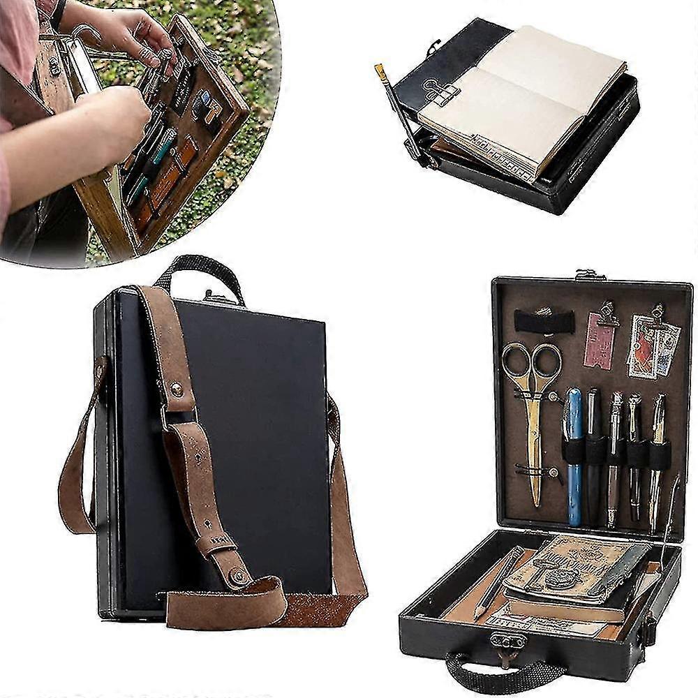 Yazarlar Messenger Retro Ahşap Kutu Sanatçı Aracı Depolama Kutusu Crossbody PostaCı Çantası Çok İşlevli