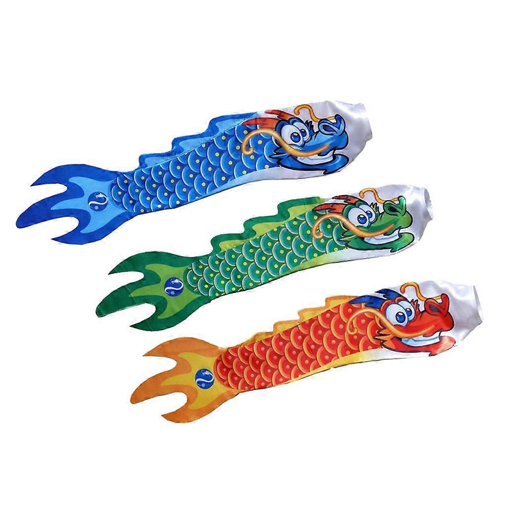 3Pcs Creative Dragon Flag Outdoor Windsock Carp Streamer Hanging Decor