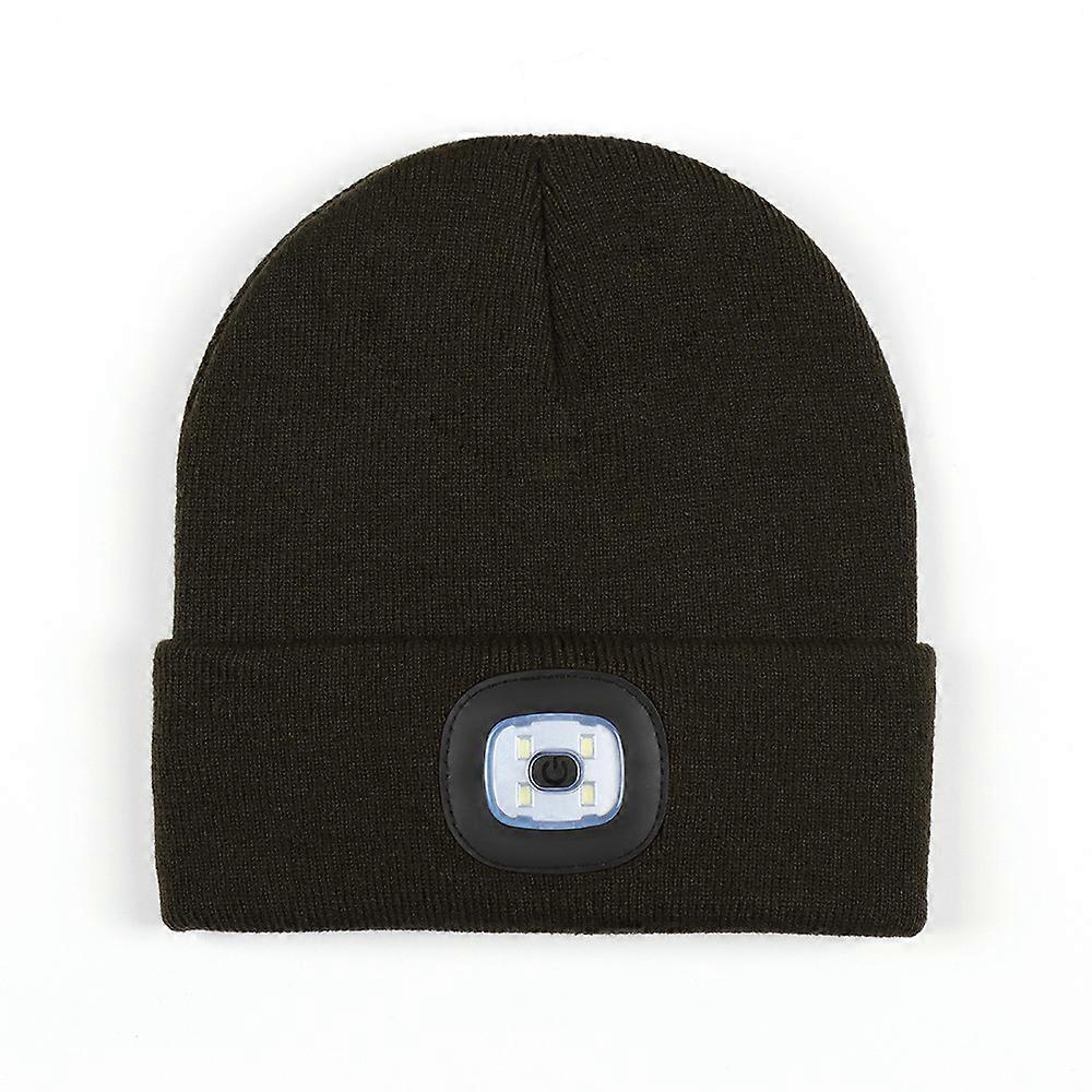 USB Rechargeable LED Knitted Hat for Night Running, Warm Winter Beanie with Light, Adjustable Size, Unisex Design
