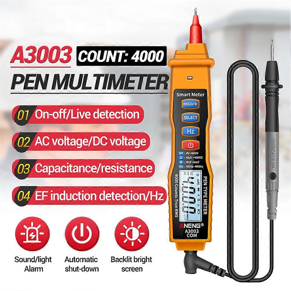 ANENG A3003 Digital Multimeter Pen Type Meter 4000 Counts with Non Contact AC/DC Voltage Resistance Capacitance Hz Tester Tool