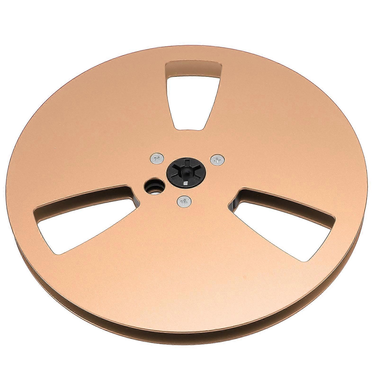 1/4 7 Inch Empty Tape Reel 3 Holes Aluminum Alloy Universal Open Sound Recording Tape Empty Reel for Recording Gold