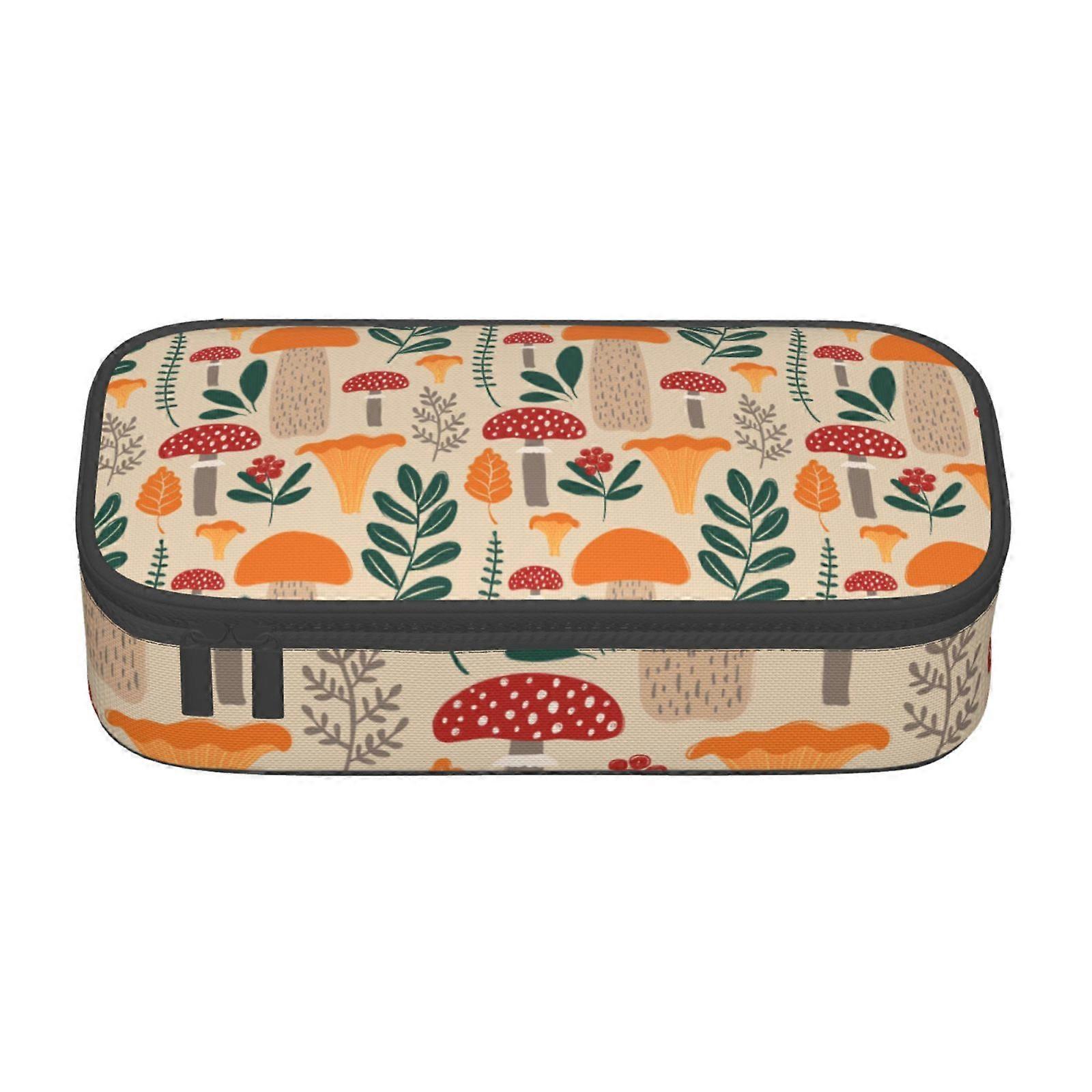 لطيف الفطر نمط مقلمة حقيبة كبيرة سعة قلم رصاص حقيبة ماكياج اللوازم المكتبية القرطاسية صندوق قلم رصاص مع سحاب 1