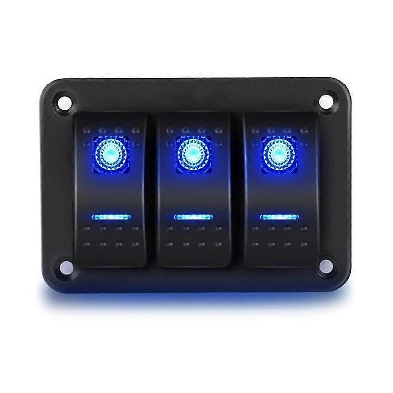 Waterproof 12V Toggle Rockers Switch Panel with Blue LED Light for Vehicles Car