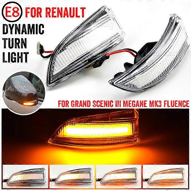 For Renault Megane MK3 Laguna III X91 Scenic Fluence Latitude Safrane LED Dynamic Turn Signal Mirror Sequential Indicator Light