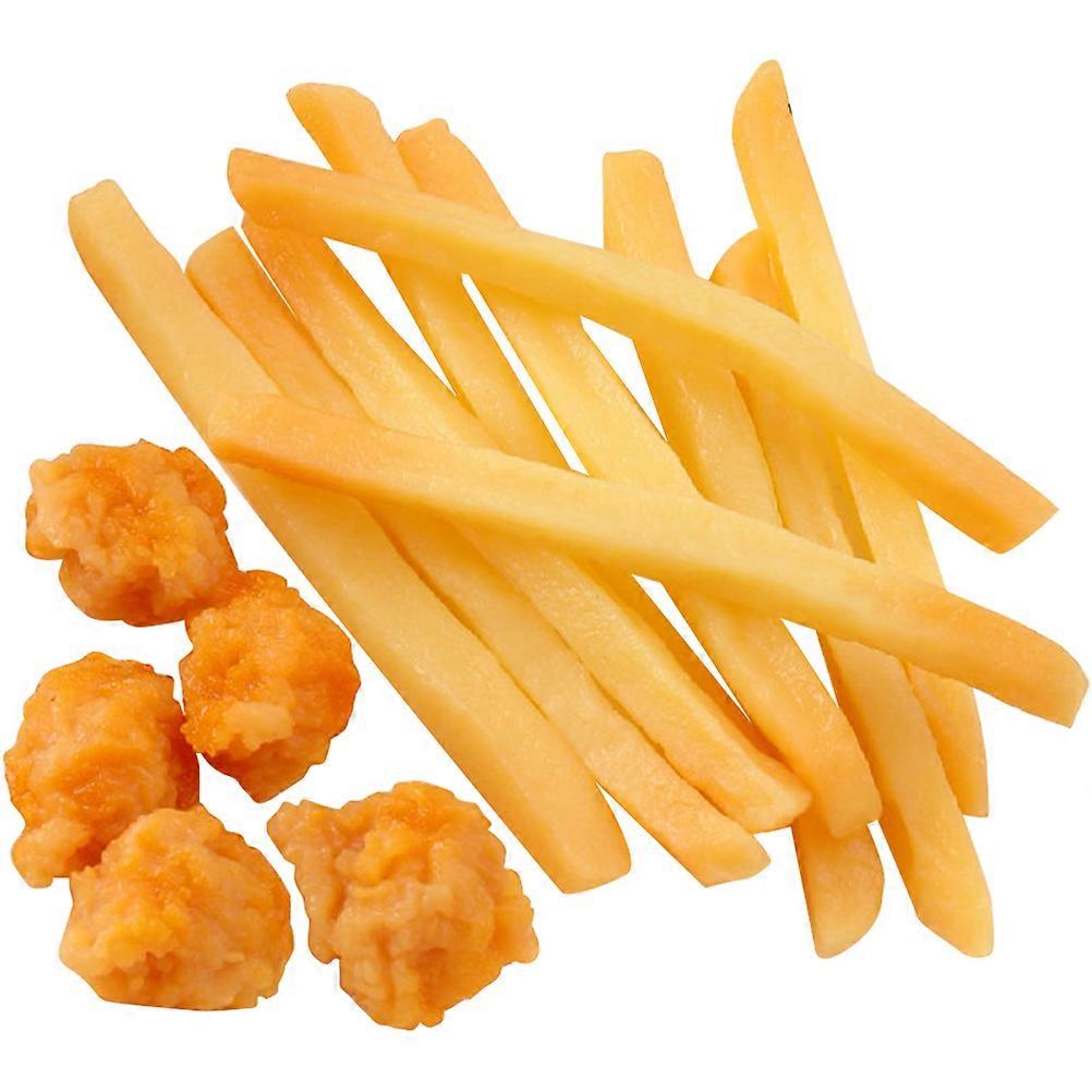 15pcs Simulación Papas fritas cocidas Nuggets de pollo Modelo de comida de juego falso