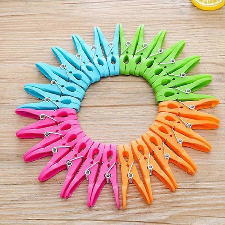 Clothes Pegs Clothes Pegs, 24 Pack Clothes Line Clothes Pegs, Strong Grip Clothes Pegs with Durable Outer Ring Spring, Plastic Clothes Pegs for Clothe