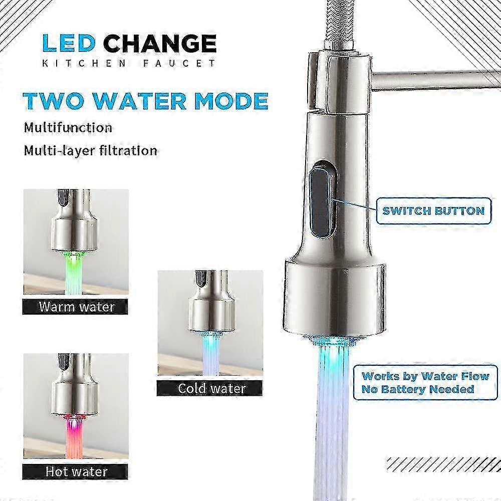 Kitchen Faucet With Led Light, Modern Single | Fruugo UK