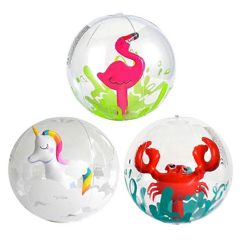 3 packs of 40cm diameter large 3D inflatable beach balls, beach swimming pool toy ball set, suitable for toddlers children adults holiday beach footba