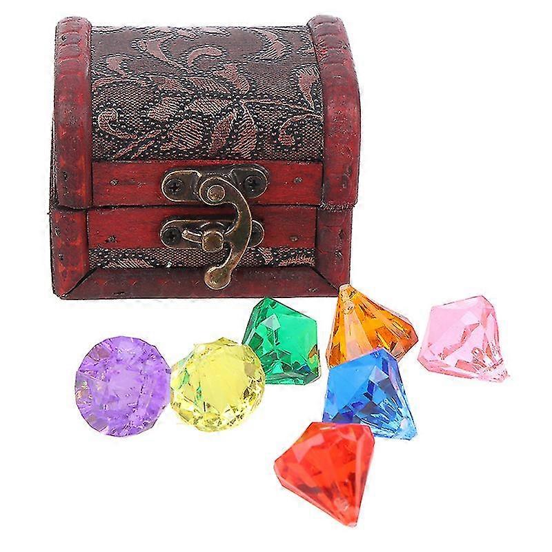 Diving Gem Pool Toy 10 Big Colorful Diamonds With Treasure Pirate Box
