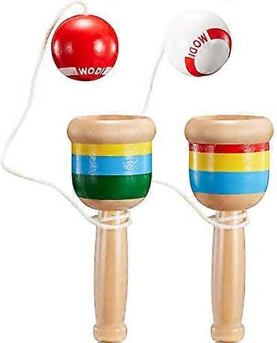 2 Pieces Jacks Game with Ball Paddle Ball with String Cup and Ball Game Mini Wood Catch Ball, Hand Eye Coordination Ball Catching Cup