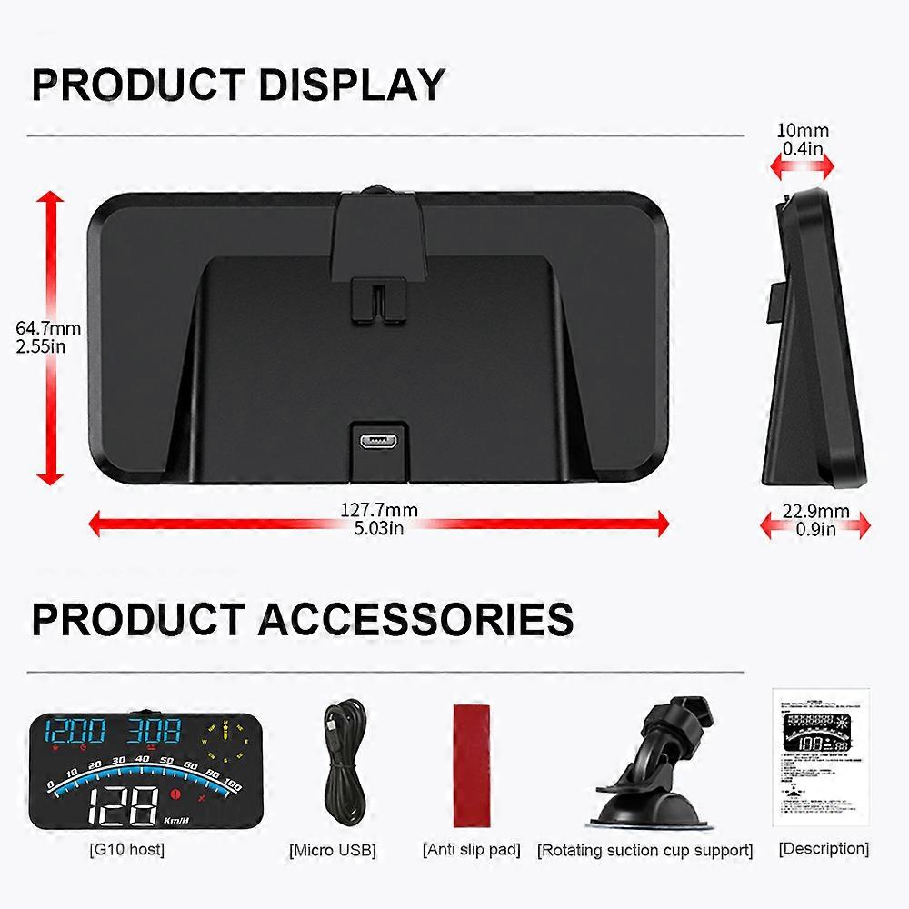 G10 G4S Universal Car HUD Speedometer Head Up Display Digital GPS Odometer Overspeed Alarm Windscreen Projector Auto Accessories