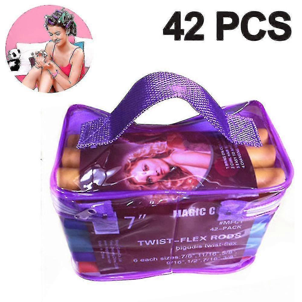 42 Pack Rods 7 Sizes Flexible Sponge Roller Set Foam Curler Hot Roller Set(random Color)