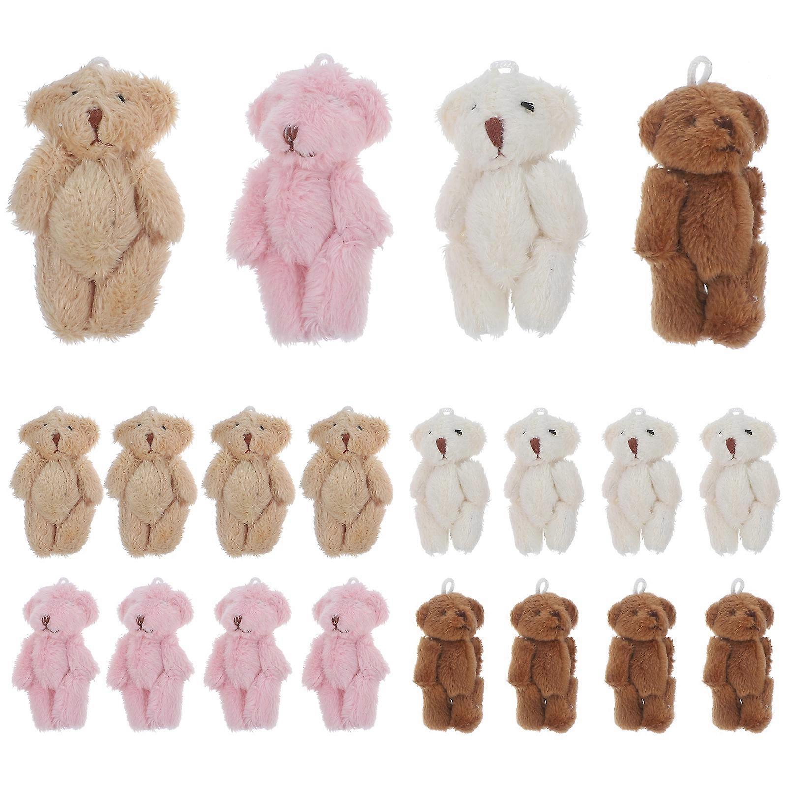 20pcs Mini Bears Plush Toys Plush Stuffed Bears Keychain Craft DIY Accessories