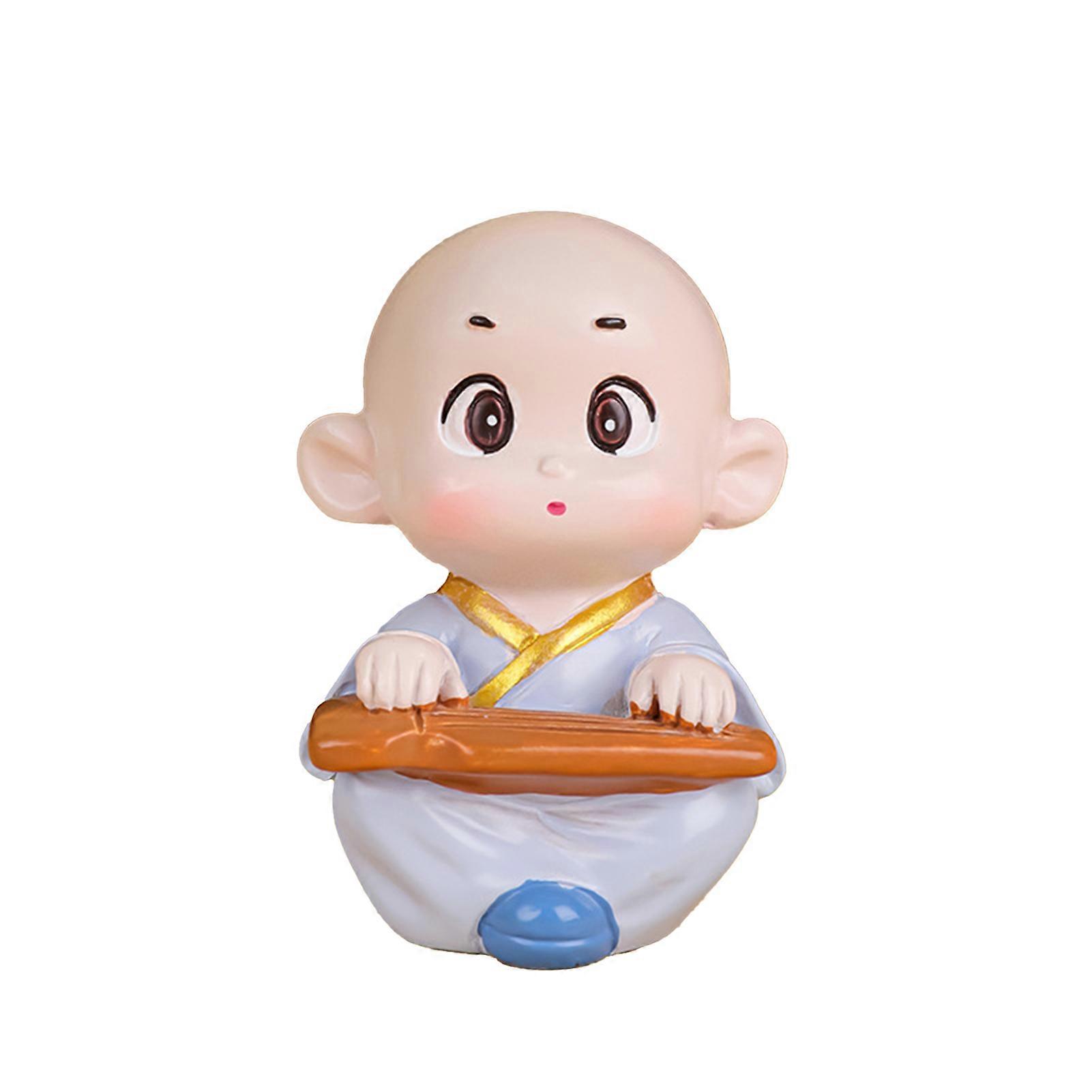 1/4Pcs Resin Ornament Colorful Little Monk Sculptures Cute Resin Monk Statues for Home Table Decoration Jikaixiang