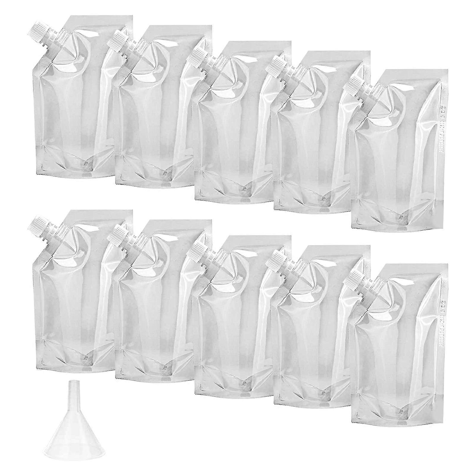 1 Set 350ML/500ML/200ML/100ML/1000ML Liquor Pouch Food Grade Transparent PET Sneak Alcohol Flask Hide Drinking Bag with Funnel Kitchen Tools