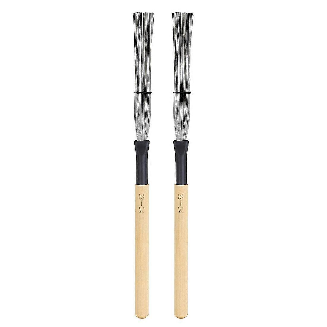 1 Pair Drum Brushes Drum Wire Brushes With Comfortable Maple Handles For Drummer Playing,beginner P