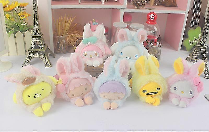 New Cartoon Drag Rabbit Prone Plush Toy Doll Lazy Egg Jun Bag Pendant 15cm