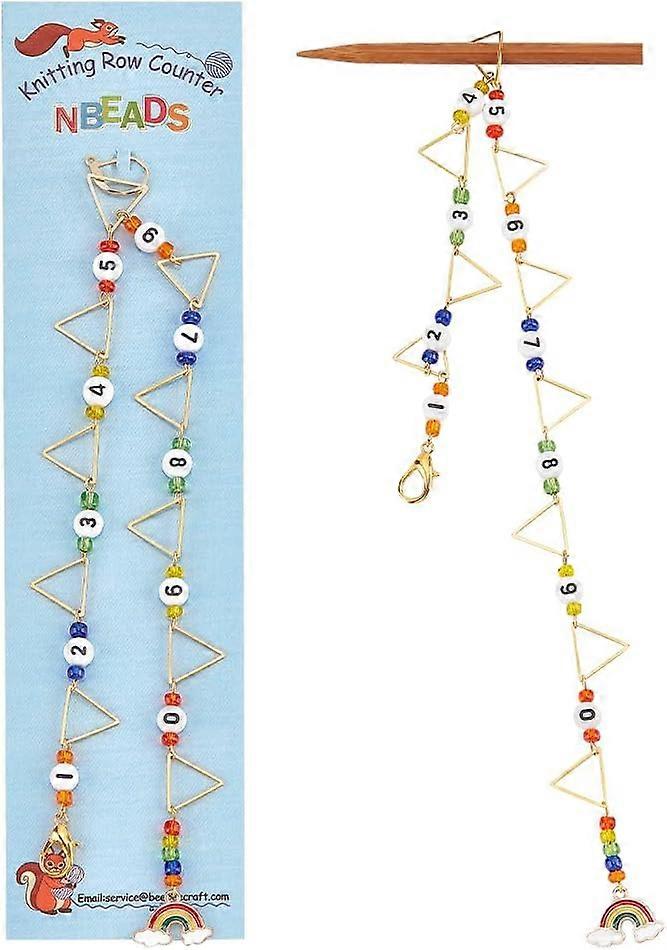 2 Pcs Triangle Ring Knitting Row Counter Chains Alloy Enamel Rainbow Pendant Stitch Marker with Zinc Alloy Lobster Claw Clasp for Knitting Crochet Tra