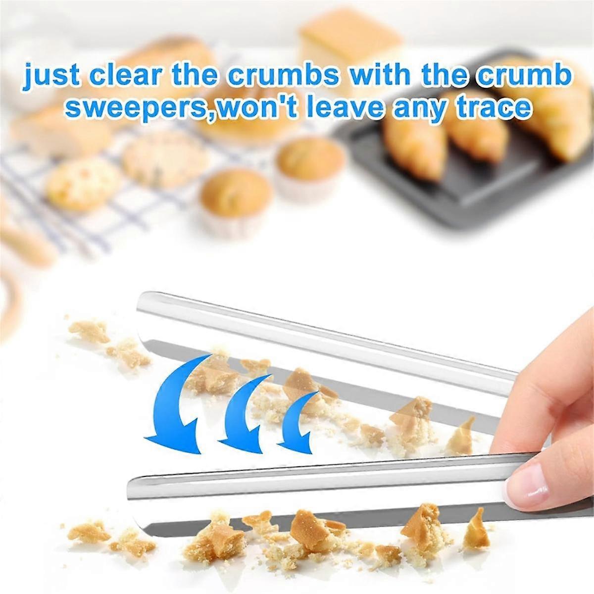 Table Crumb Sweeper with Pocket Clip Stainless Steel Cleaner 2Pack