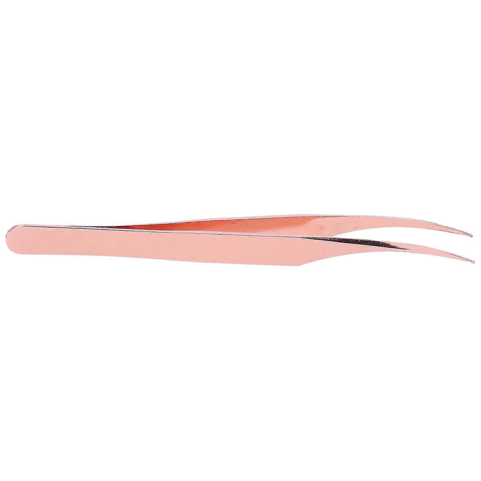 Rose Gold Stainless Steel Semi-Curved Fine Tip Tweezers for False Eyelash Extension and Grafting