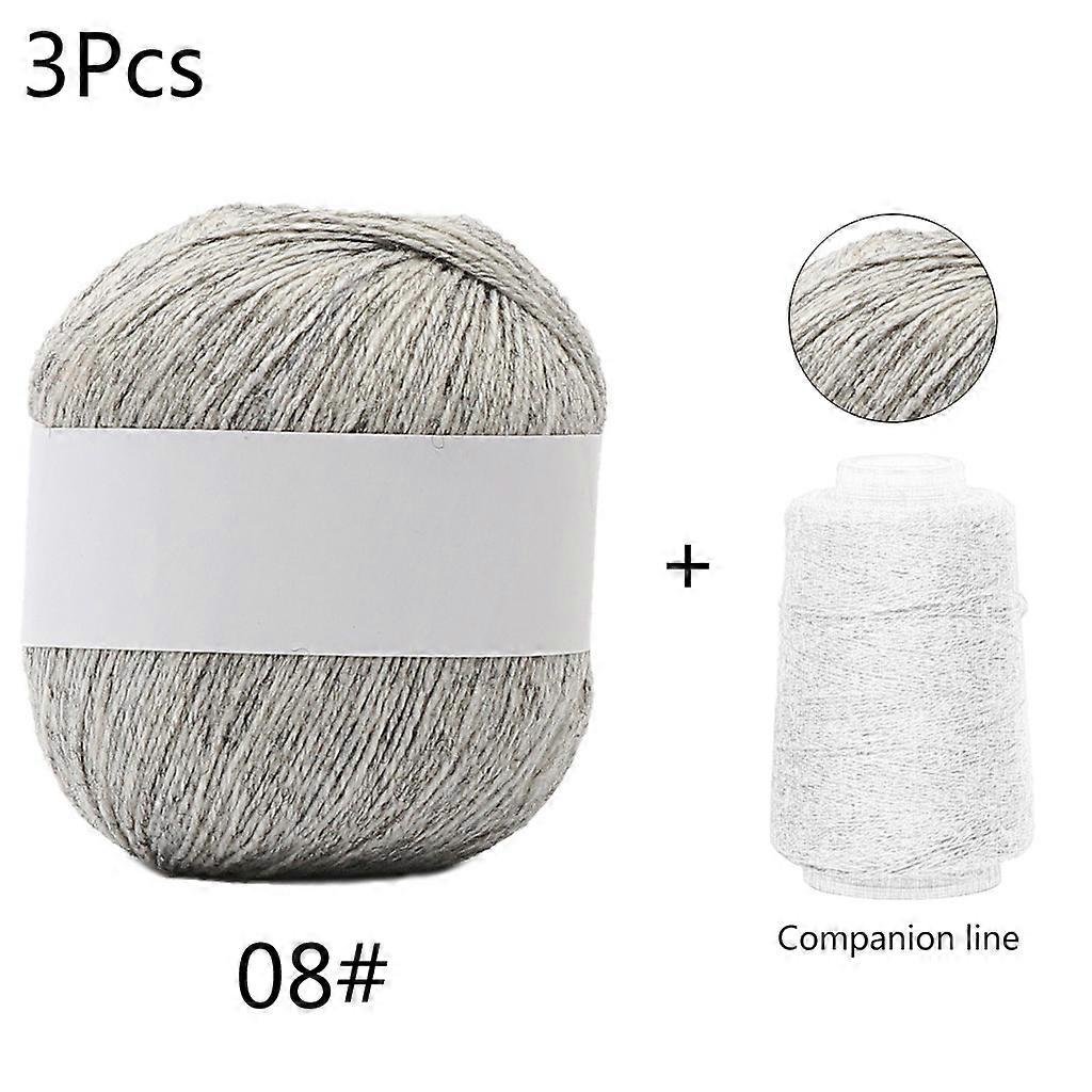 unbrand 3 ensembles long fil de cachemire en peluche 50g + 20g / set fil à tricoter à la main anti-b