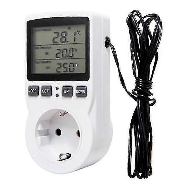 Digital Temperature Controller Power Socket Outlet Eu Plug Thermostat With Timer Switch Sensor Probe Heating Cooling