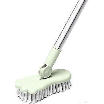 Floor Scrub Brush ,Bathroom Bathtub Shower Tile Scrubber ,Rotatable ,Long Handle Indoor Kitchen Push ,for Hard to Reach Areas,Green