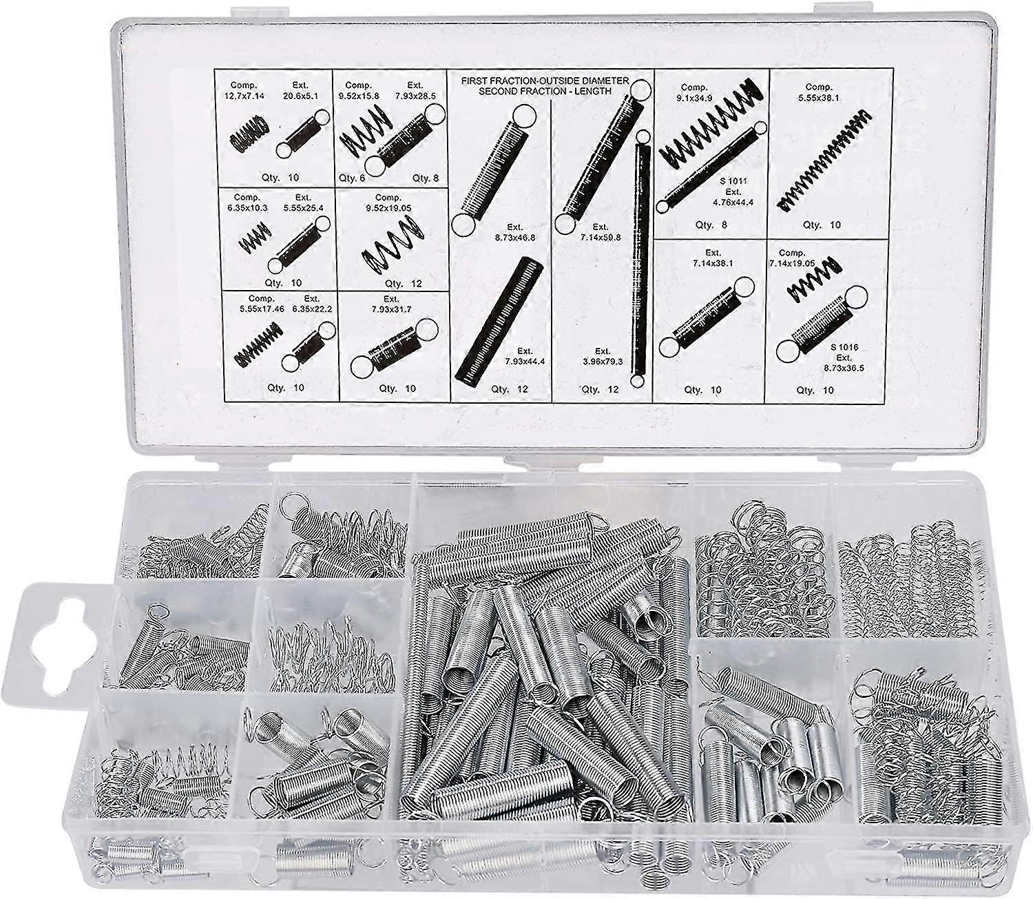 Assortment Of Compression And Extension Springs 20 Sizes Small Assorted Galvanized Steel Springs 200 Pieces
