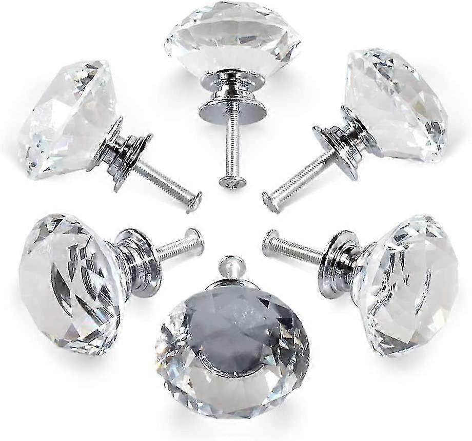 30mm Crystal Decor Cabinet Drawer Knobs, Diamond, 6-Pack