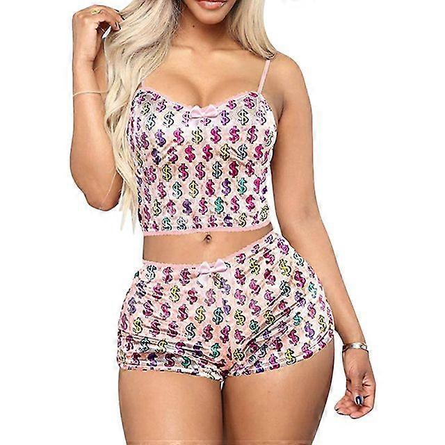 Dam sammetssovplagg moderiktiga sexiga spaghettibandsshorts pyjamasset