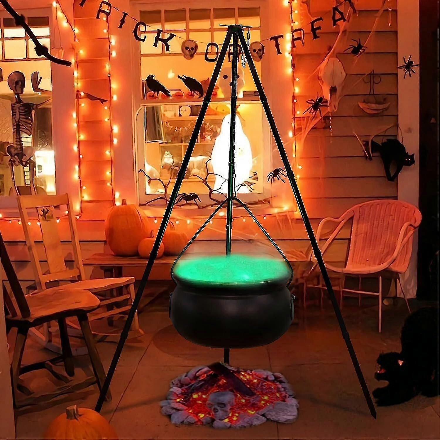 Halloween Decorations Outdoor, Witches Cauldron On Tripod With Lights