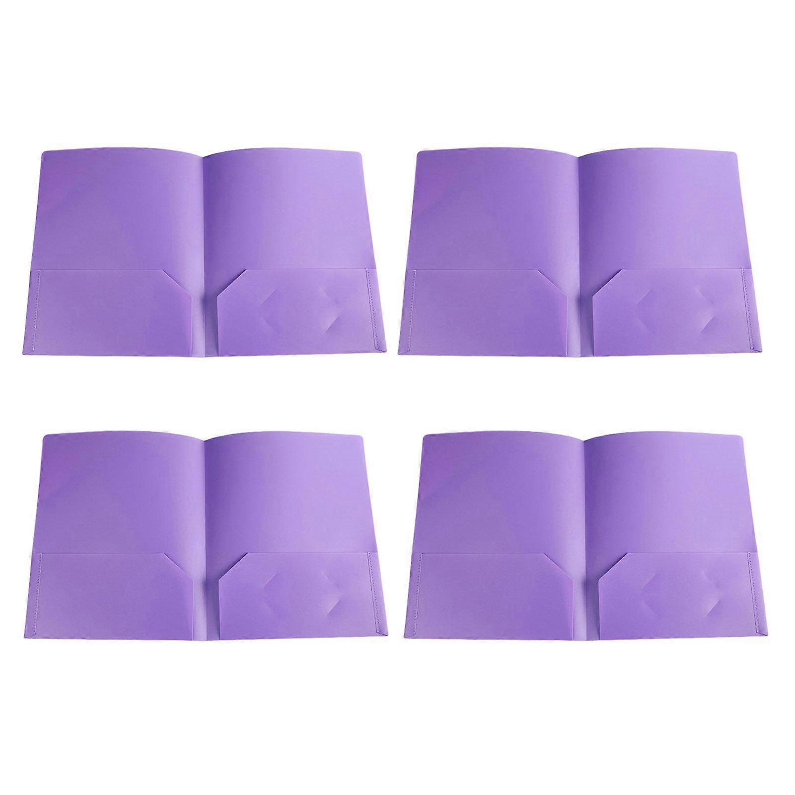 4Pcs 2 Page File Folder Heavy Duty Double-Pocket Folder with Fasteners Student File Racks Organizer Office Supplies