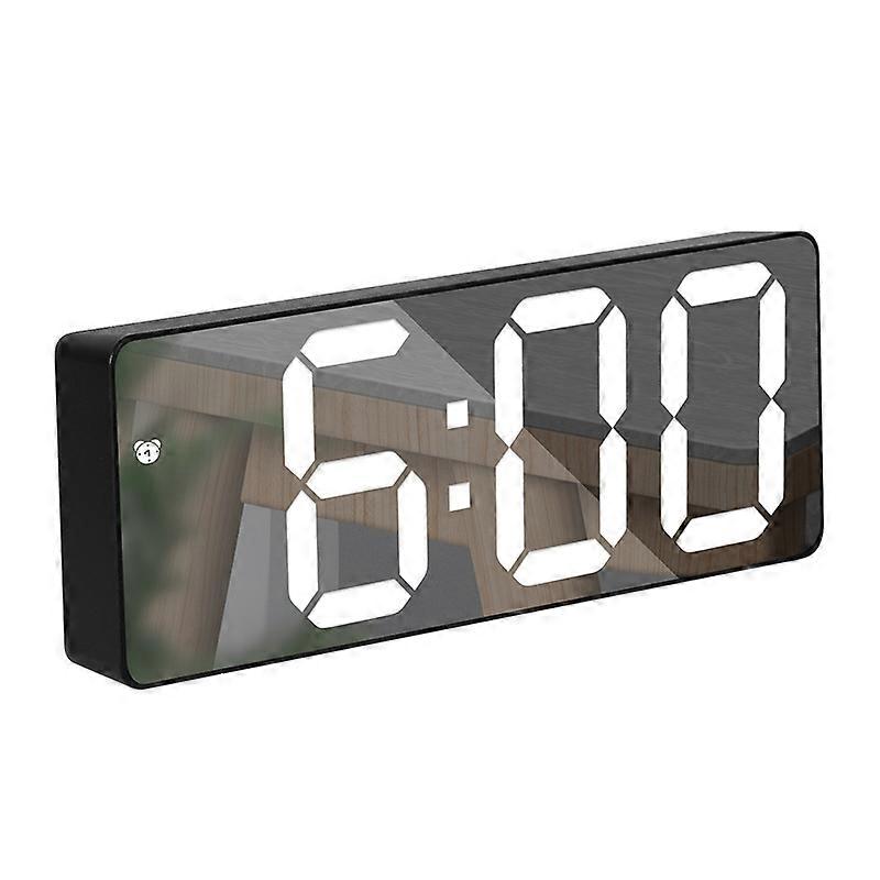 Modern Rectangular LED Clock with Reflective Mirror Surface