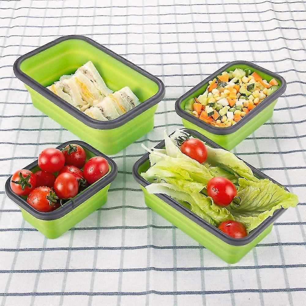Foldable Storage Boxes 4 Pcs Foldable Storage Boxes Silicone Lunch Boxes Foldable Silicone Lunch Boxes Silicone Food Storage Boxes