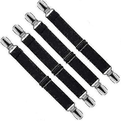 Adjustable Fitted Sheet Tensioner, Adjustable Hold Down Strap Fastener For Bed Sheet, Sofa, Ironing Cover (black, 4 Pack)