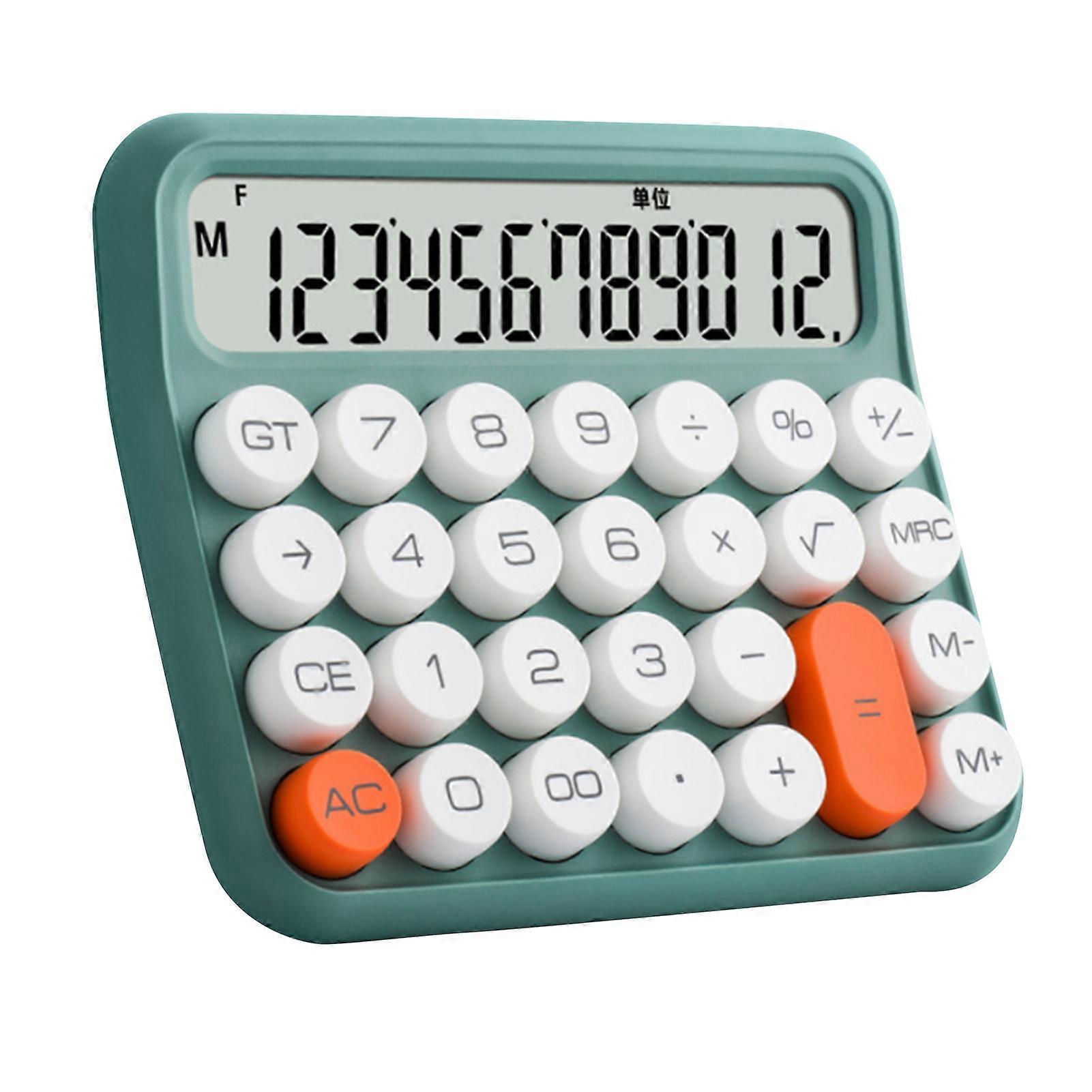 12 Digit Calculator Large LCD Display Big Button Standard Mechanical Switch Calculator for Office School Home Olive Green