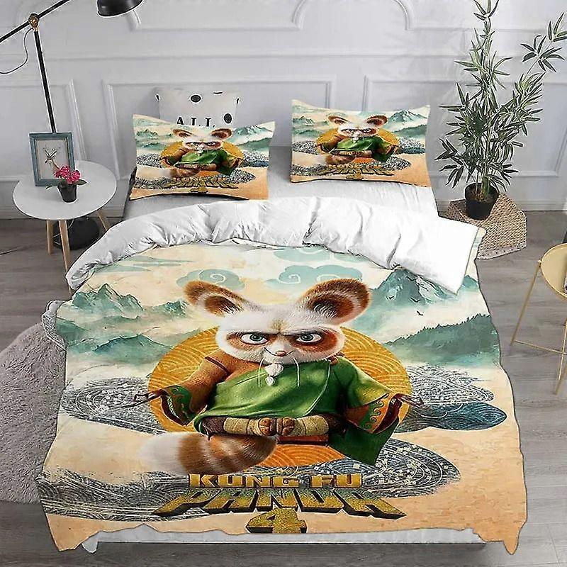 x697 lakanatPandapainettu pussilakana ja tyynyliinasetti lapsille, Kung Fu -vuodevaatteet, pojat, nuoret, joululahja 3-osainen vuodevaatteet (1 duve
