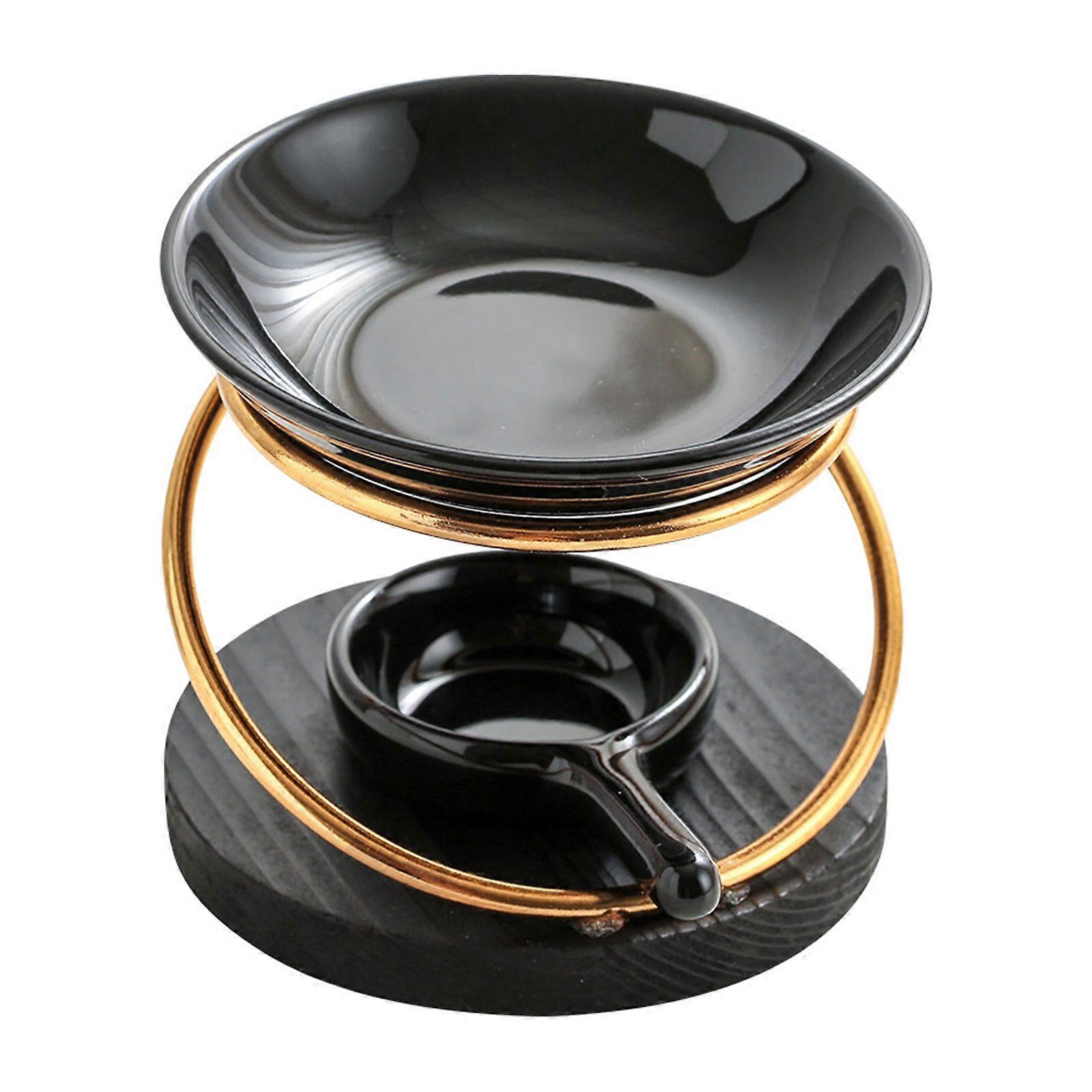 Metal Oil Burners Black Ceramics Aromas Diffusers for Home Use Safe and Easy to Clean for Room and Spa Relaxation Space