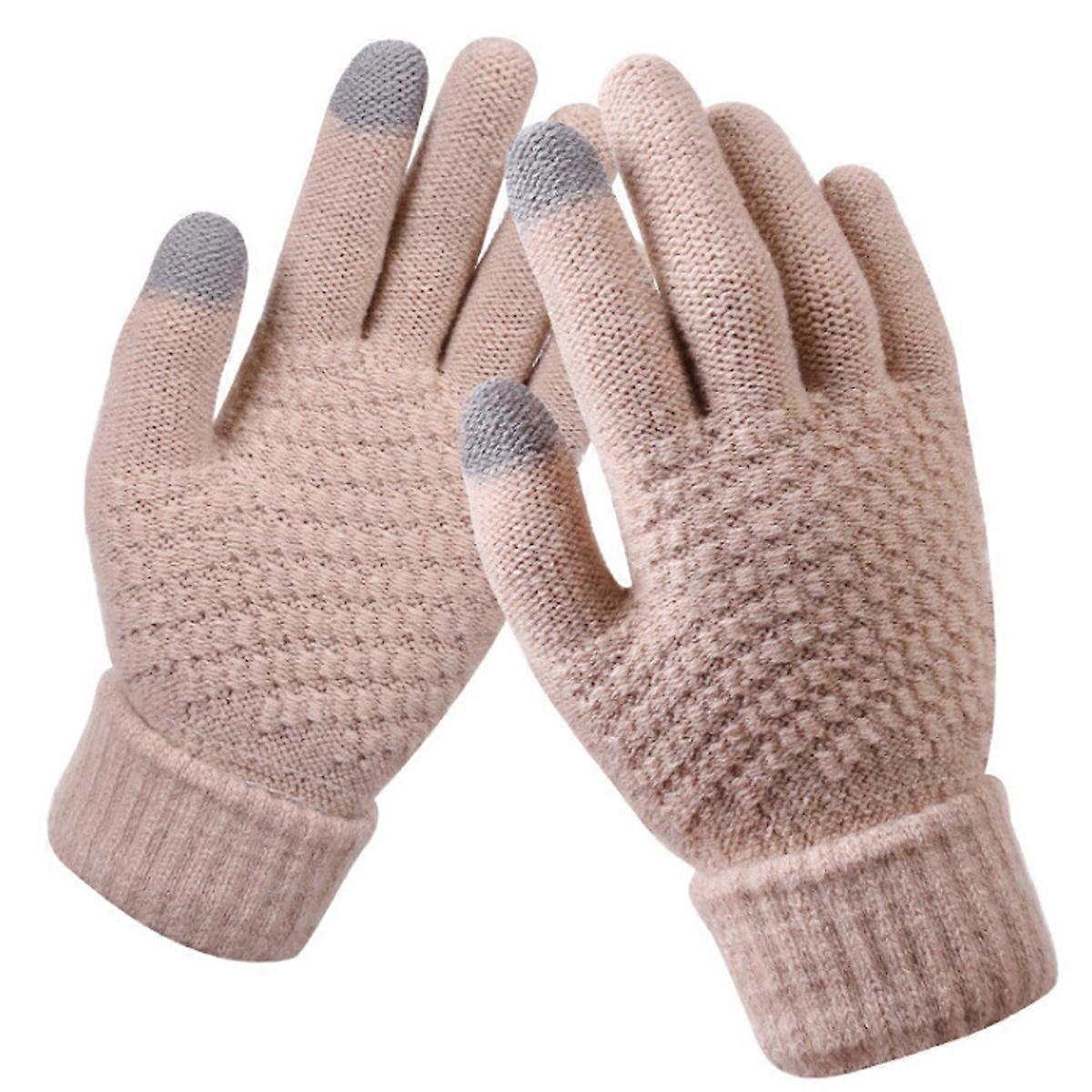 Women's Winter Touch Screen Gloves, Fleece Lined Knit Gloves for Texting