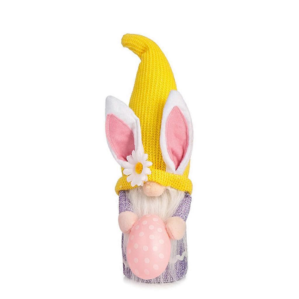 Easter Bunny Gnome Plush Elf Decorations Rabbit Egg Faceless for Doll Scandinavian Tomte Dwarf Figurines Yellow