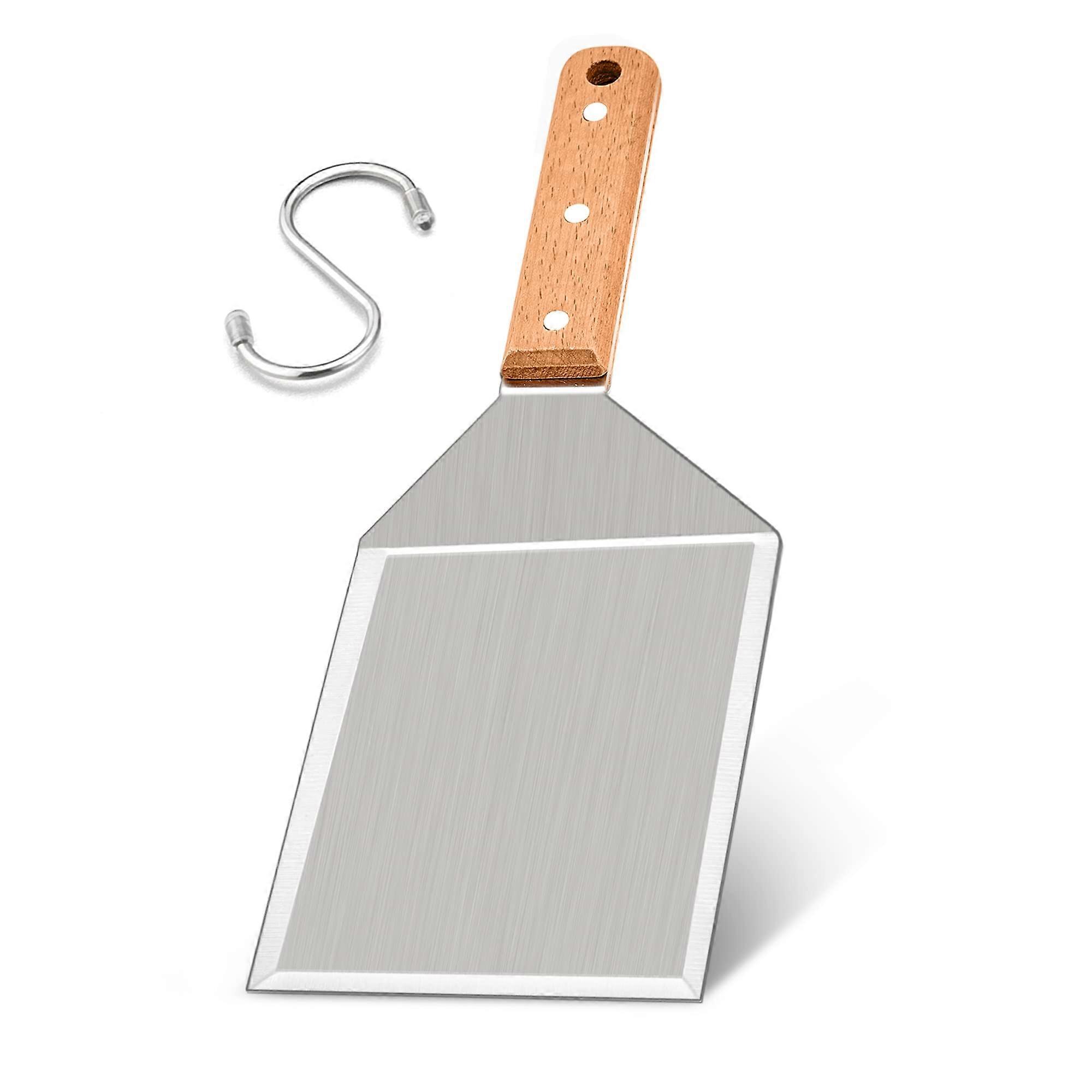 Stainless Steel Burger Spatula With Heatproof Wooden Handle Griddle And Grill Flipper