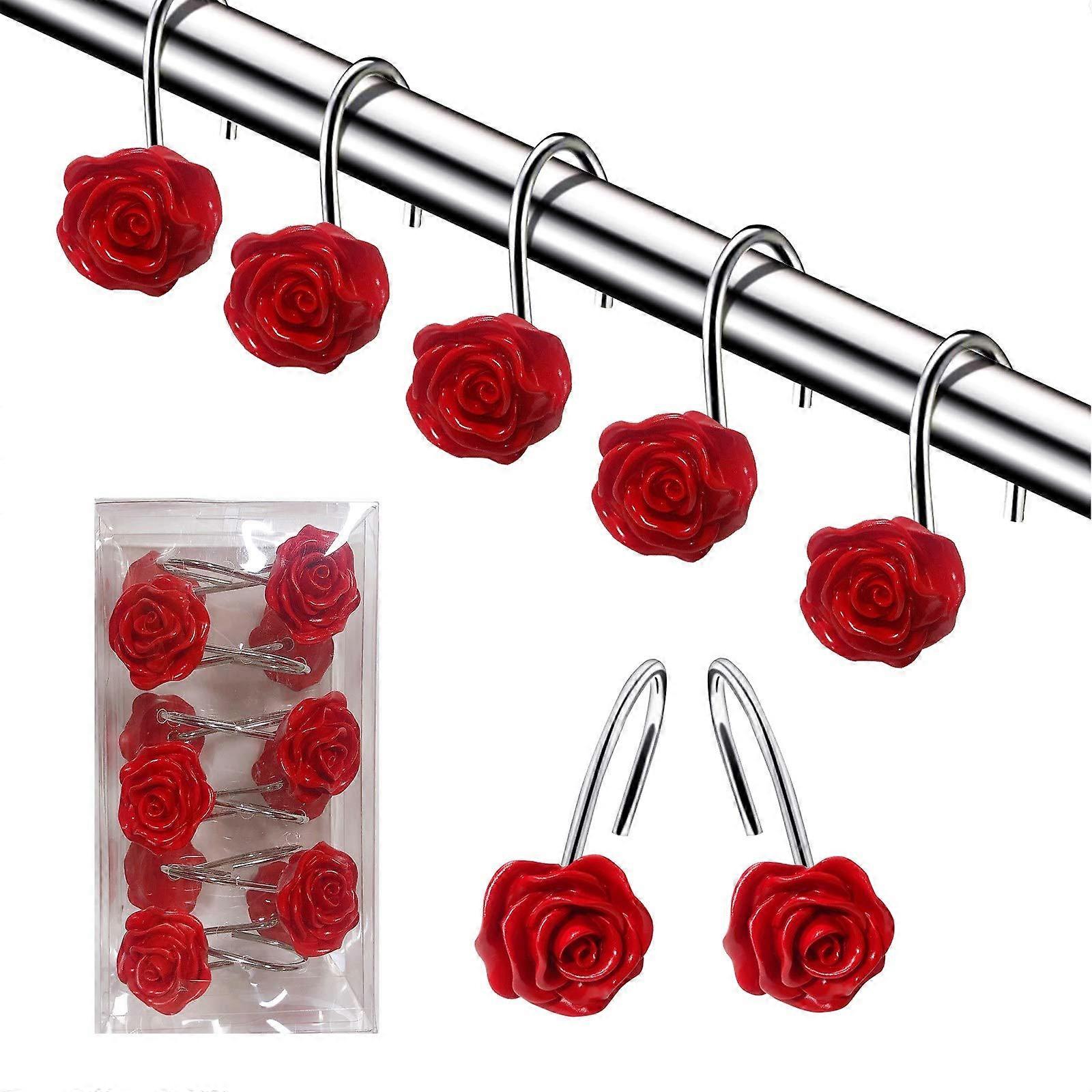 12 Hooks Anti-Rust Decorative Resin Shower Curtain Hooks for Bathroom and Nursery Use, Stylish and Durable Design