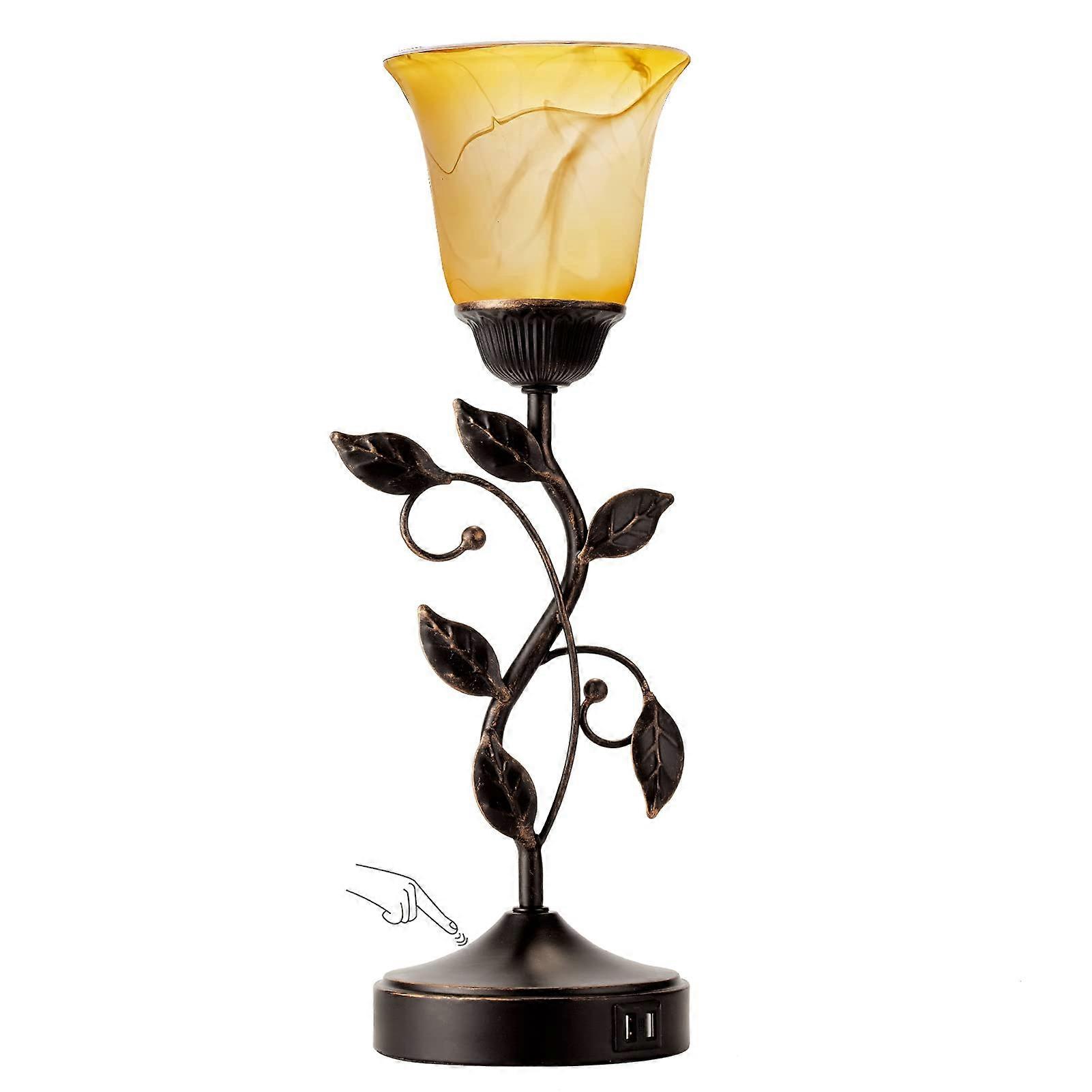 Retro Country Style Table Lamp for Living Room, 3-Way Adjustable Light, Rustic Wood Base, Warm White Fabric Shade