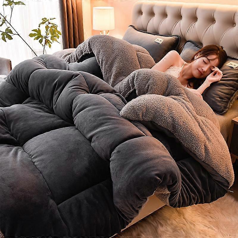 Milk Double-Sided Velvet Quilt Lamb Wool Winter Blanket Warm Double-Sided Velvet Core Household Warm Autumn Gifts Breathable Soft Quilt Stitch Blanket